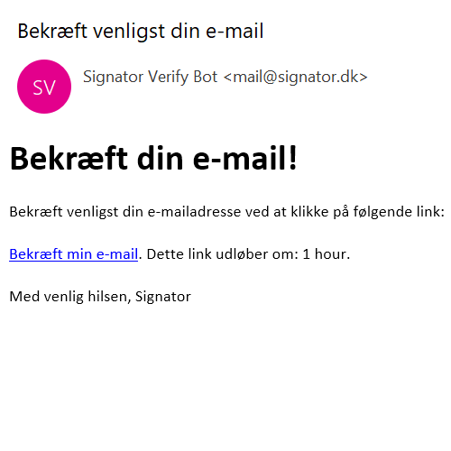 Signator - bekræft din email