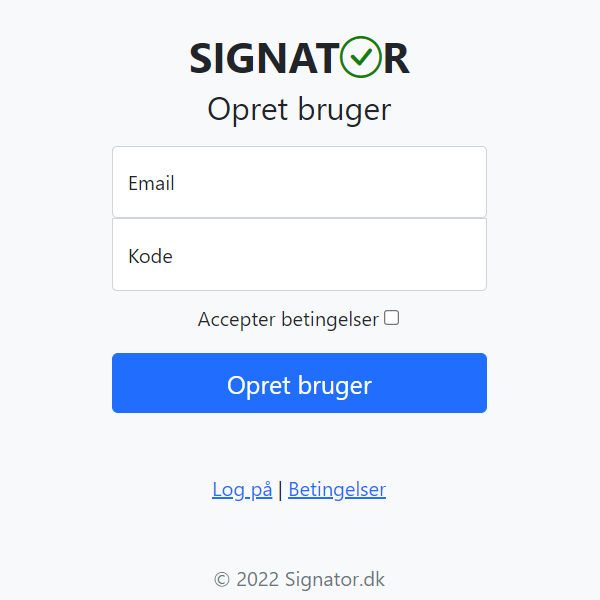Signator - opret en gratis bruger