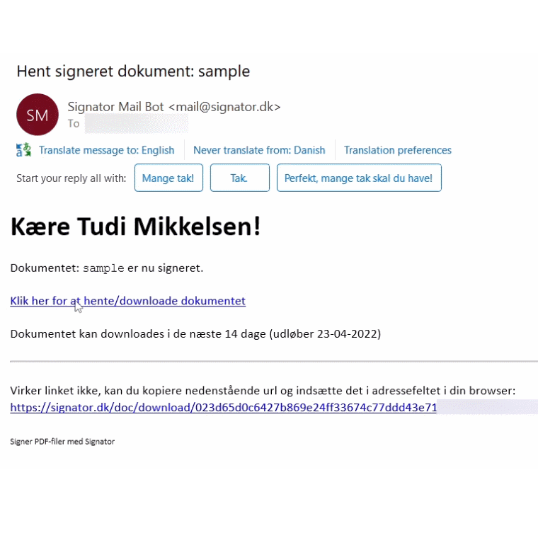 Signator - hent dit PAdES dokument med digital signatur