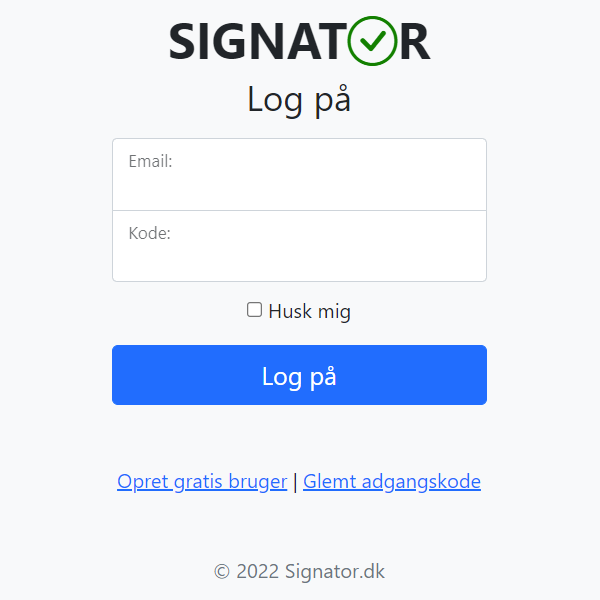 Signator - log på